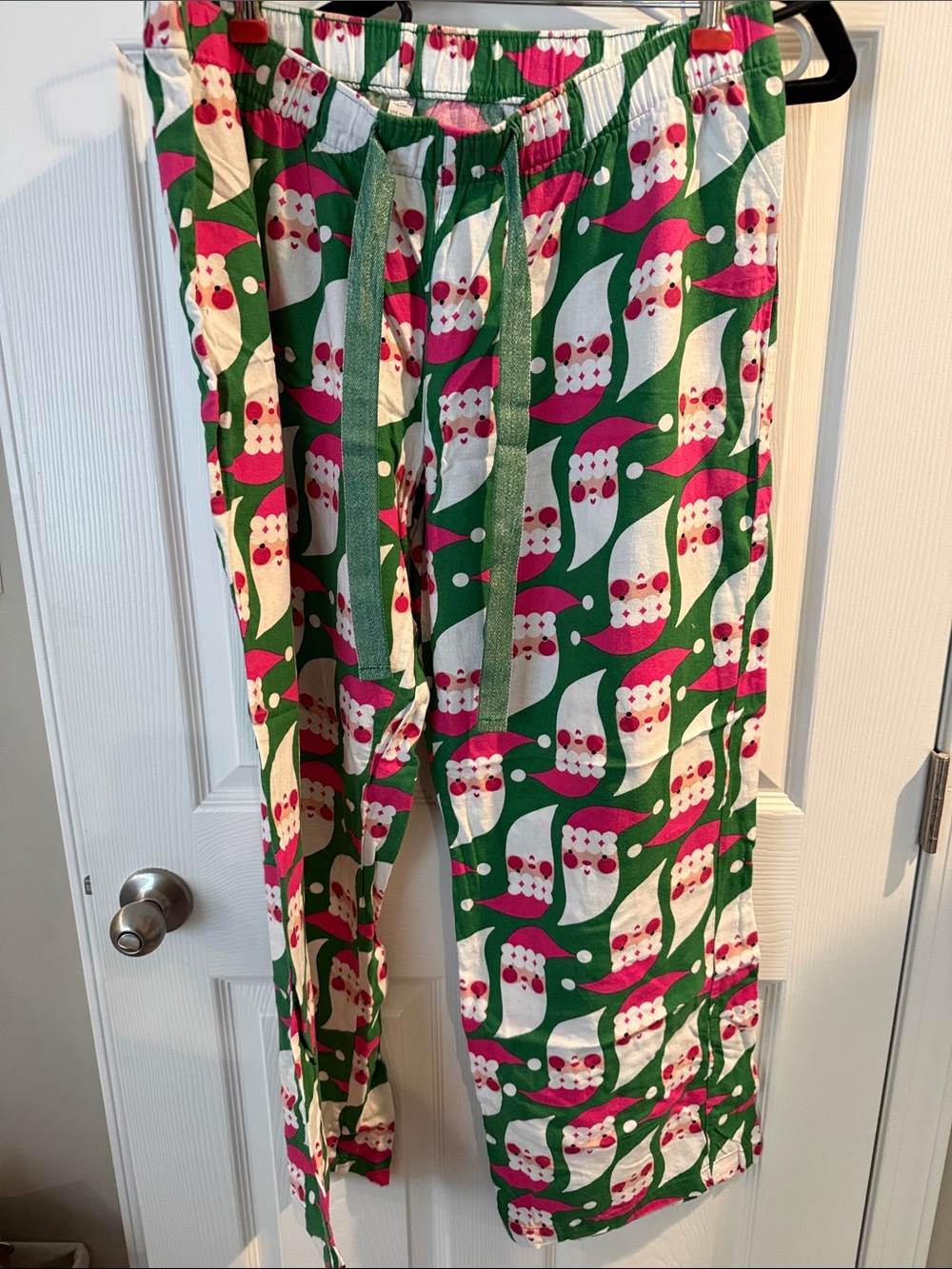Old Navy Green White and Pink Santa Face Pajama Pants